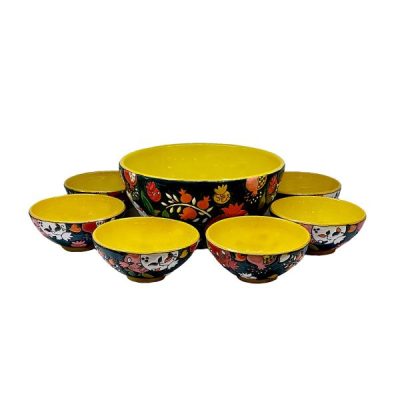 Handcrafted Pottery Bowl – For Yogurt, Desserts, Salad, & Noodles | Pomegranate (Set of 7)