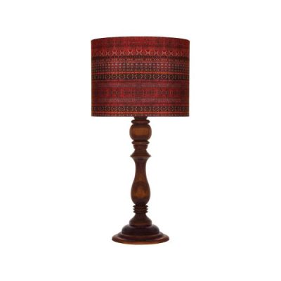 Traditional Wooden Table Lamp with Persian Inspired Lampshade Kilim