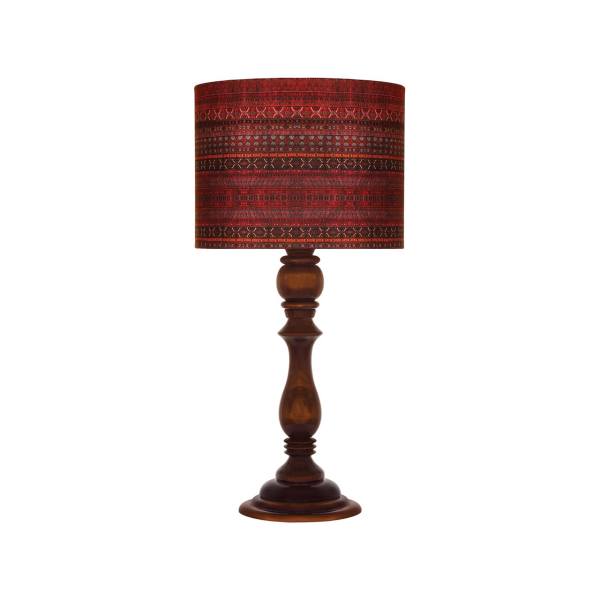 Traditional Wooden Table Lamp with Persian Inspired Lampshade Kilim