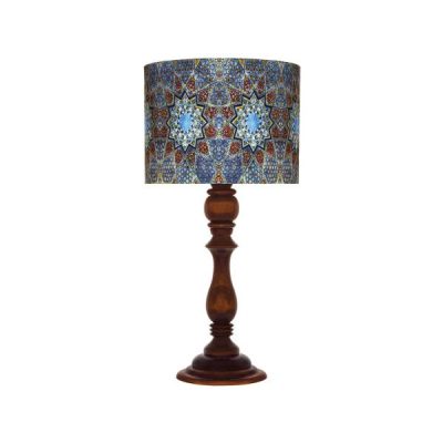 Traditional Wooden Table Lamp with Persian Inspired Lampshade Delban