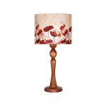 Traditional Wooden Table Lamp with Roses Lampshade