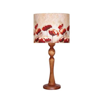 Traditional Wooden Table Lamp with Roses Lampshade