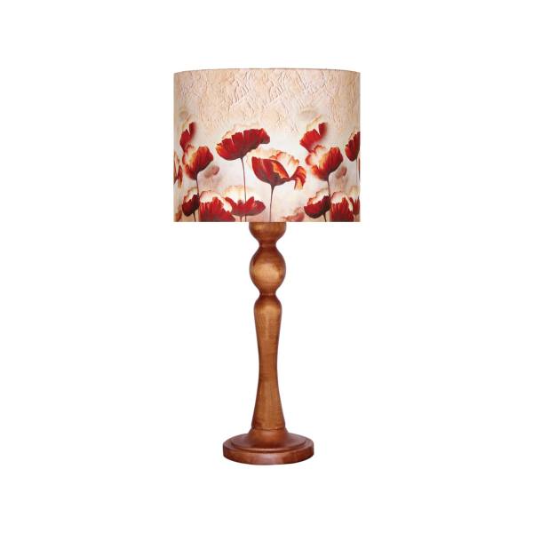 Traditional Wooden Table Lamp with Roses Lampshade