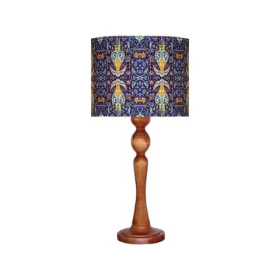 Traditional Wooden Table Lamp with Persian Inspired Lampshade Kabiri