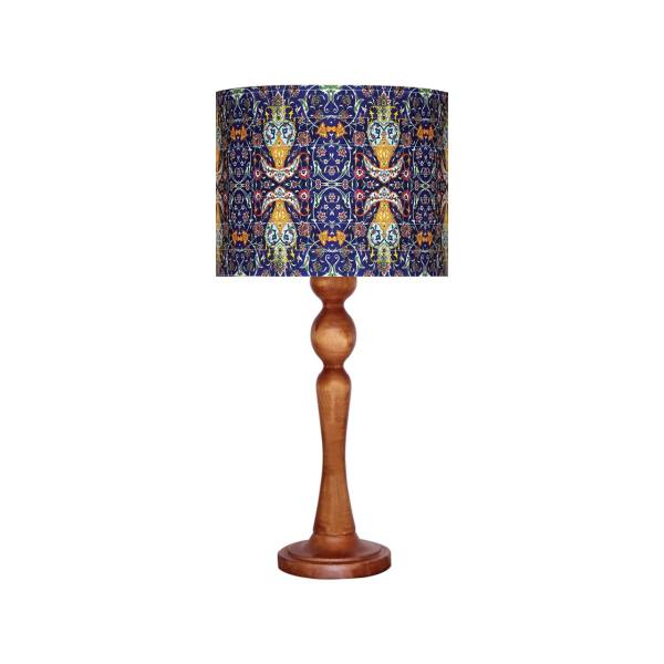 Traditional Wooden Table Lamp with Persian Inspired Lampshade Kabiri