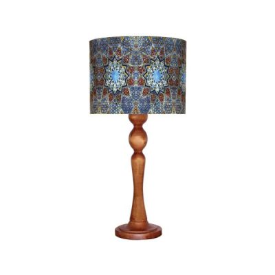Traditional Wooden Table Lamp with Persian Inspired Lampshade Mina