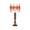 Traditional Wooden Table Lamp with Lampshade Roses