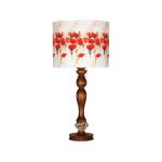 Traditional Wooden Table Lamp with Lampshade Roses
