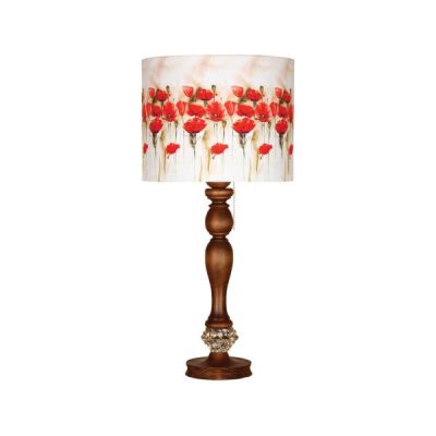 Traditional Wooden Table Lamp with Lampshade Roses