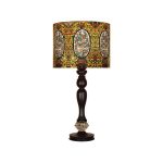 Traditional Wooden Table Lamp with Persian Inspired Lampshade Sareb