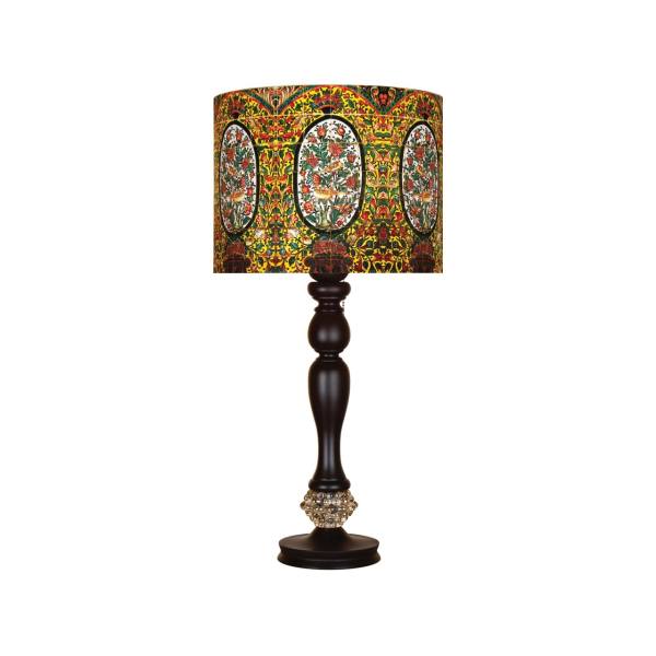 Traditional Wooden Table Lamp with Persian Inspired Lampshade Sareb