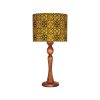 Traditional Wooden Table Lamp with Persian Inspired Lampshade Yellow