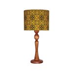 Traditional Wooden Table Lamp with Persian Inspired Lampshade Yellow