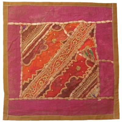 Embroidered Cushion Cover – Pink Striped Suzani Design