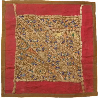 Embroidered Cushion Cover – Red Suzani Design