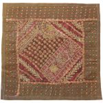Embroidered Cushion Cover - Brown Suzani Design
