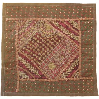 Embroidered Cushion Cover – Brown Suzani Design