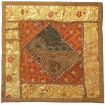 Embroidered Cushion Cover - Golden Design