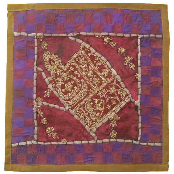Embroidered Cushion Cover - Pink & Purple Design