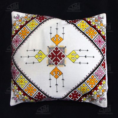 Embroidered Cushion Cover – White Suzani Design
