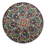 Decorative Pottery Plate Hand-Painted with Persian Minakari Enamel Galaxy