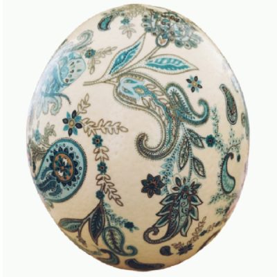 Persian Decorative Hand Painted Ostrich Egg Shell – Blue