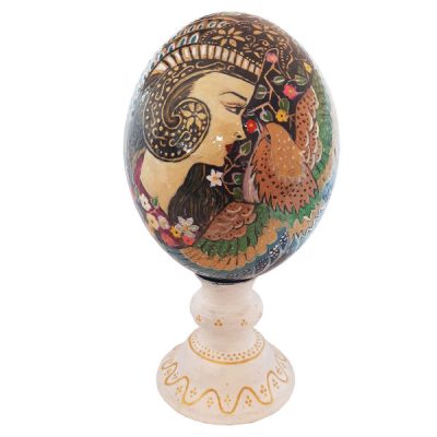 Persian Decorative Hand Painted Ostrich Egg Shell – Gazelle