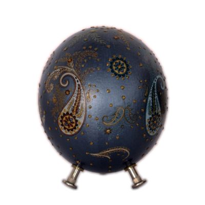 Persian Decorative Hand Painted Ostrich Egg Shell – Royal Blue