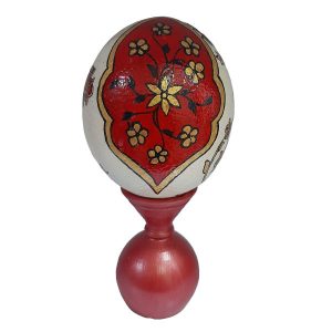 Hand Painted Ostrich Egg Shell Vermilion Color