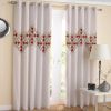 Printed Velvet Eyelet Curtain – Red Design