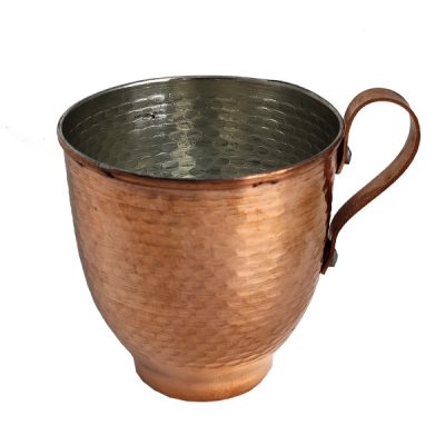 Persian Copper Cup – Handcrafted with Handle for Cold Drinks – Hammered Darabi II