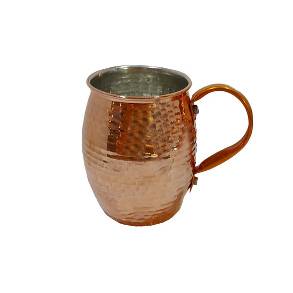 Persian Copper Cup - Handcrafted with Handle for Cold Drinks - Hammered Darin