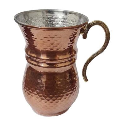Persian Copper Cup – Handcrafted with Handle for Cold Drinks – Hammered Golbarg