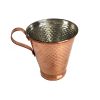 Persian Copper Cup - Handcrafted with Handle for Cold Drinks - Hammered Jahan