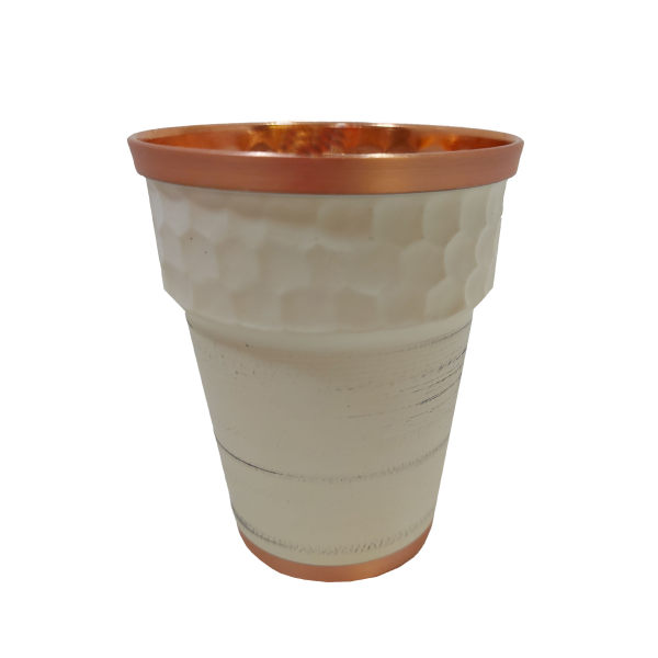 Persian Copper Cup - Handcrafted with Handle for Cold Drinks - Hammered Minimal