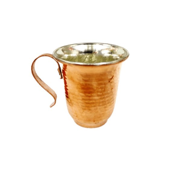 Persian Copper Cup - Handcrafted with Handle for Cold Drinks - Hammered Savin