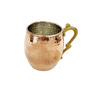 Persian Copper Cup – Handcrafted with Handle for Cold Drinks – Hammered Yaran II