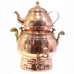 Persian Copper Stovetop Samovar Tea Maker with Teapot Model Dorna