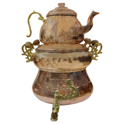 Persian Copper Stovetop Samovar Tea Maker with Teapot Model Royal