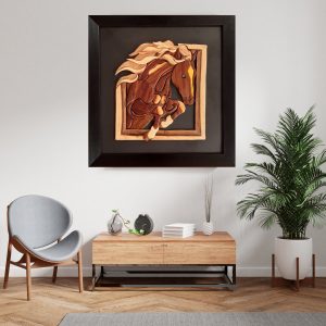 Iranian Moaragh Kari Wall Art "Marquetry" Model Horse