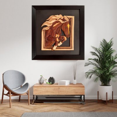 Marquetry Wood Inlay Art – Artistic Horse