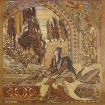 Marquetry Wood Inlay Art – Artistic Persian Young Girl