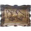 Framed Wood Carved Art Animal Themed Running Horses