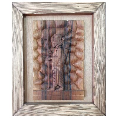 Framed Wood Carved Art Artistic Persian Soldier