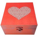 Wooden Box for Gift Giving with Artistic Pattern Heart