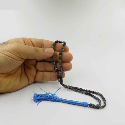 Persian Neyshabur Turquoise Rosary: Prayer 66 Beads Handcrafted Tasbih Diba
