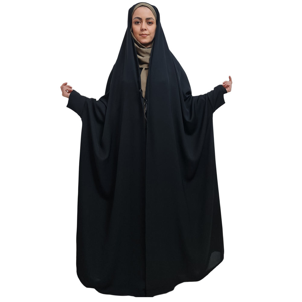 Islamic Arabic Black Chador Abaya Hejab with Sleeves for Women and Praying – Hami
