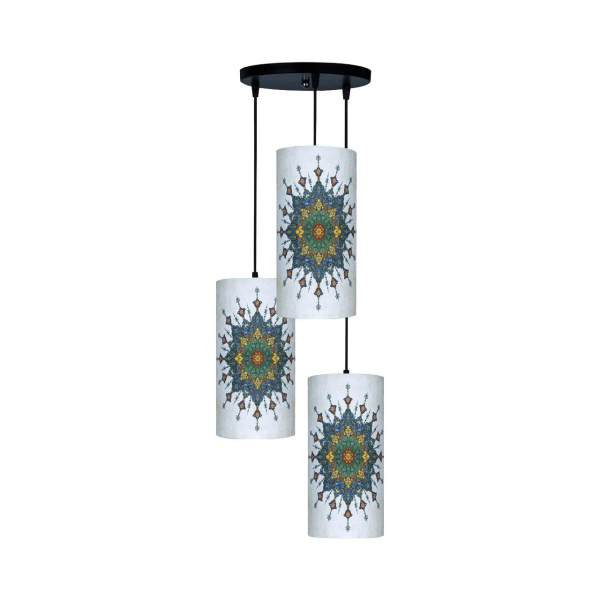 Fabric Cluster Pendant Light with Velvet Cylinder Lampshade Model Liana