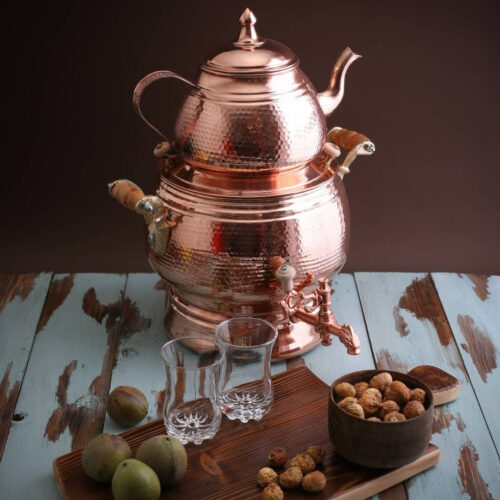 Persian Copper Stovetop Samovar Tea Maker with Teapot Model Dorna