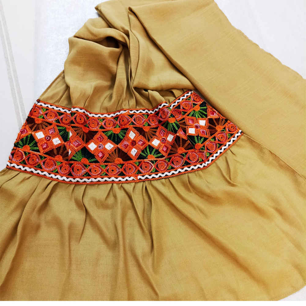 Balochi Embroidered Shawl for Women Yellow